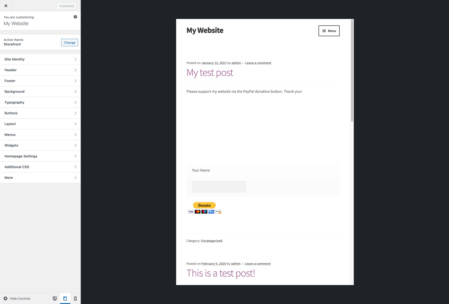 responsive mobile and tablet preview of worpdress from desktop