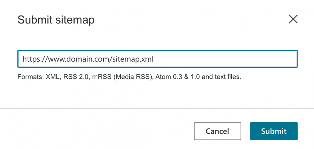 submit website map xls on bing search engine