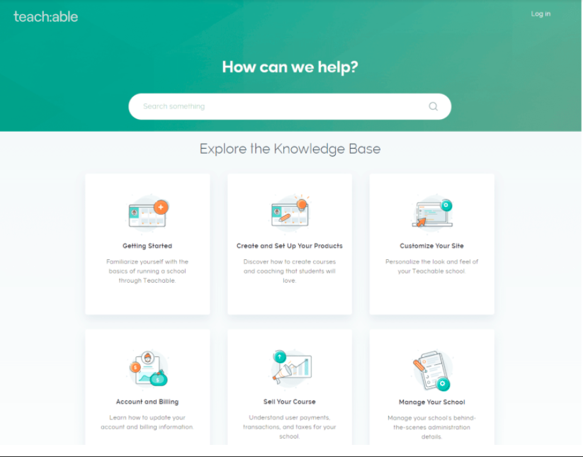 teachable knowledge base and customer support for lms platform services