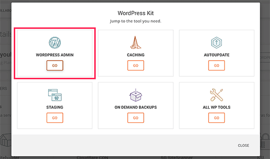 wordpress admin in siteground