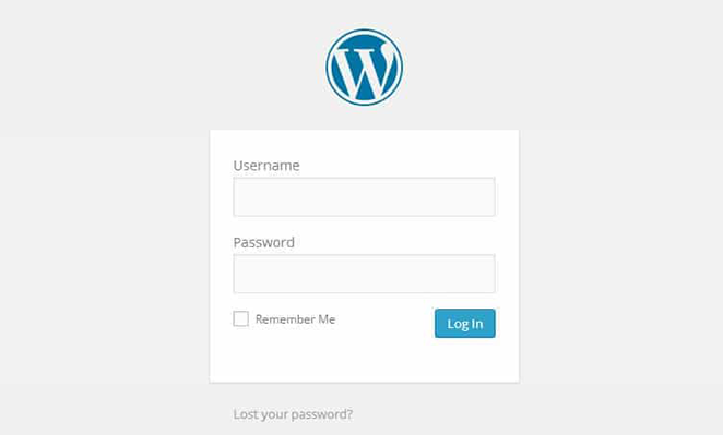 wordpress login screen