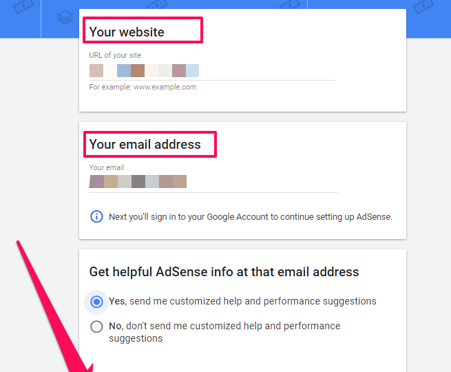 add website details to adsense