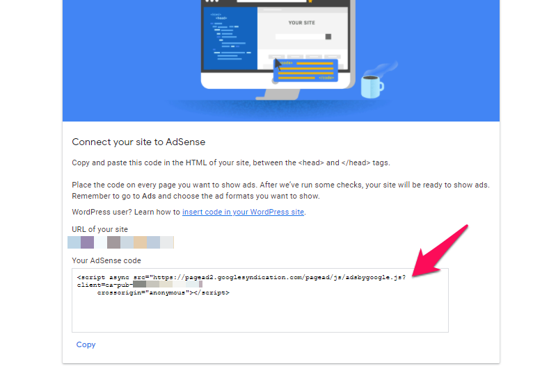 adsense code to connect website with adsense