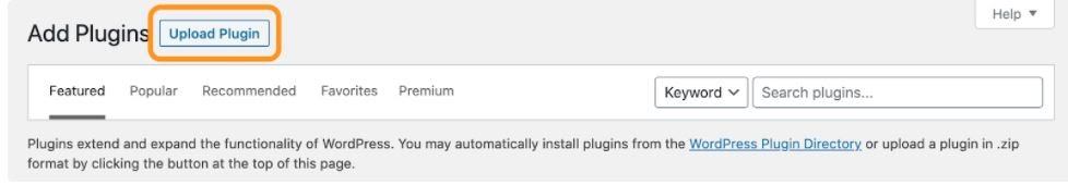 uploading a plugin zip file to wordpress