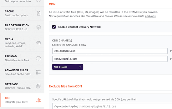 enable cdn settings