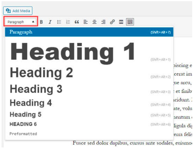 add headings to wordpress post