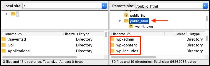 public html folder in filezilla