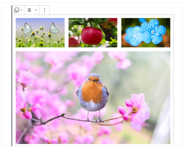 three images in wordpress with fourth image misaligned at the bottom