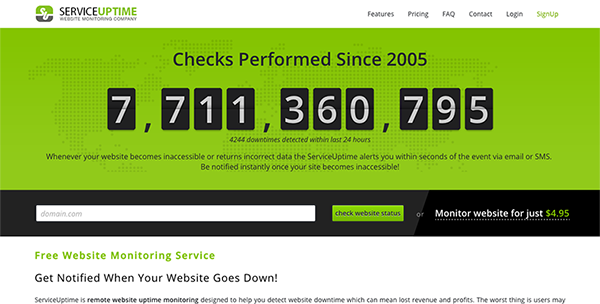 Service Uptime tool for website uptime monitoring