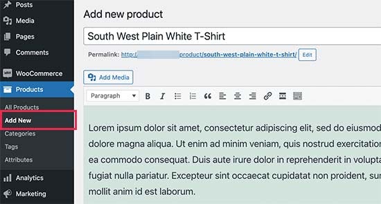 add new product to the woocommerce online store on wordpress