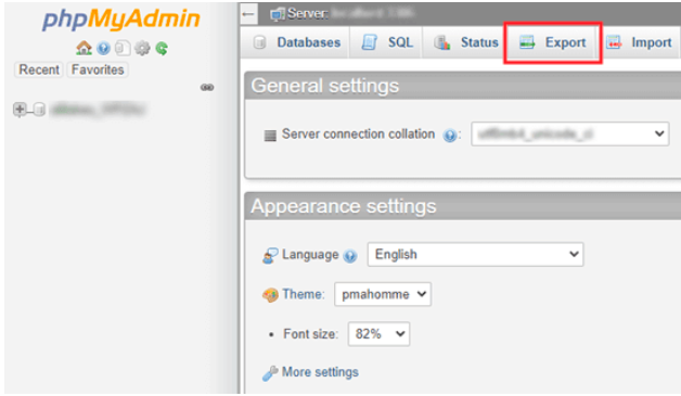 export wordpress wesbite using phpmyadmin and sftp