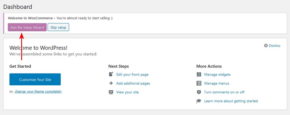 woocommerce set up wizard to start an online store with wordpress