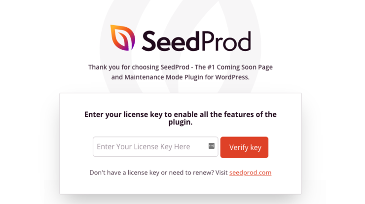 place to enter seedprod liscence key