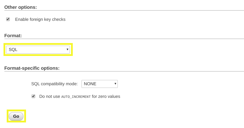 upload backup files in sql format