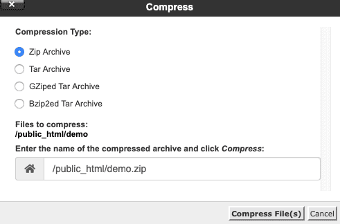 types of file compression for manual wordpress database backup