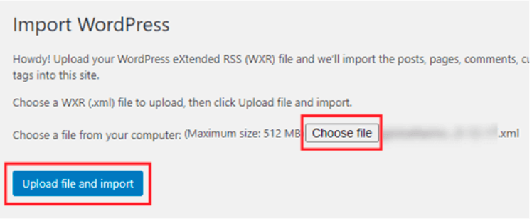upload files and import on wordpress