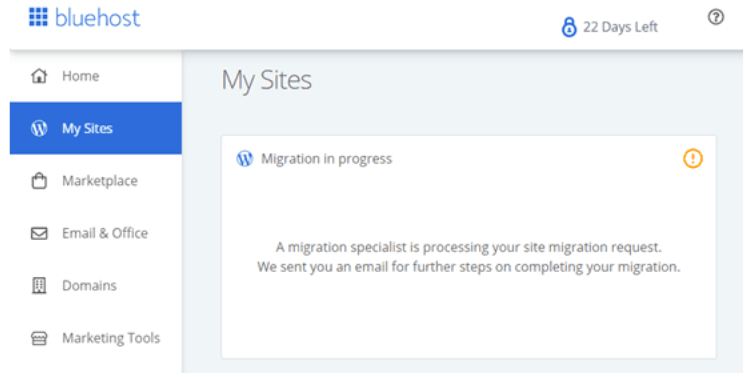 wordpress website migration with bluehost site migrator