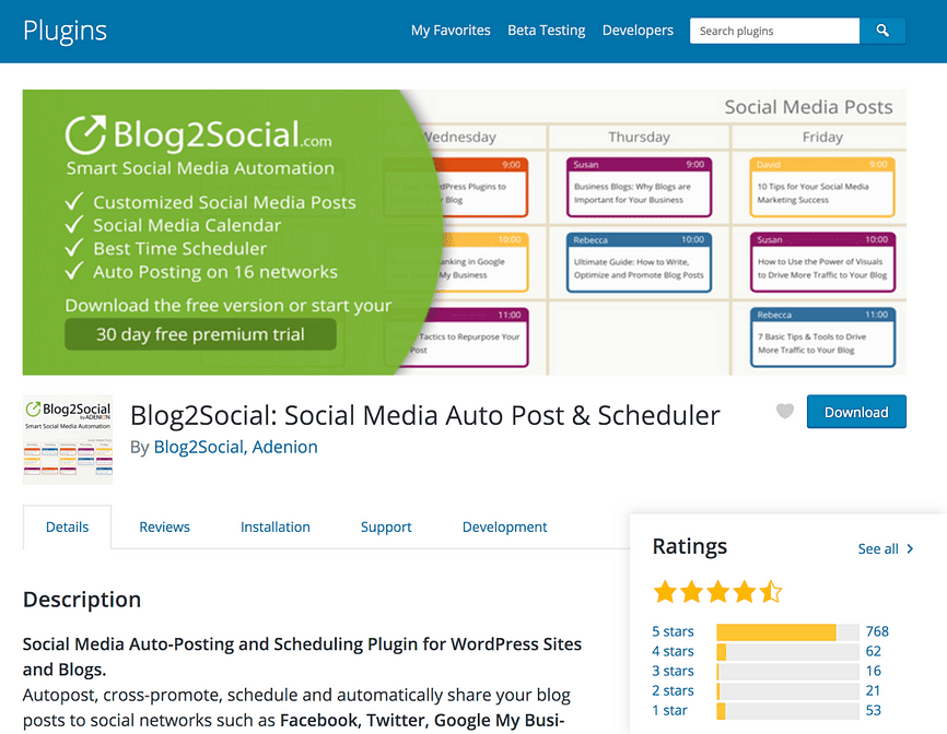 blog2social plugin