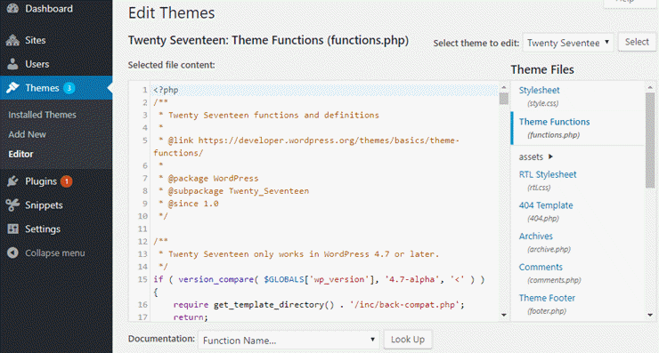 functions.php file to edit wordpress template