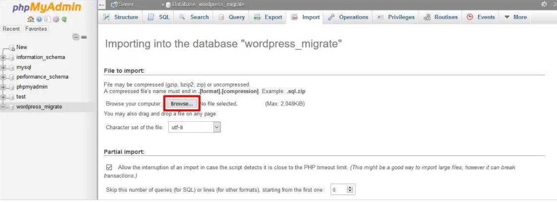import sql file in wordpress to move to a new domain
