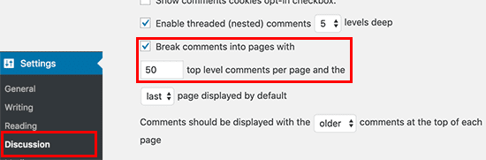 split wordpress comments into multiple pages