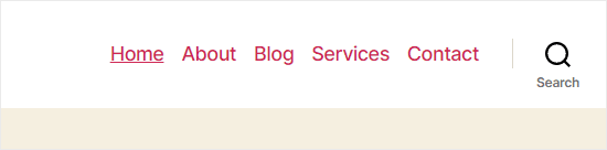 typical navigation bar on wordpress website