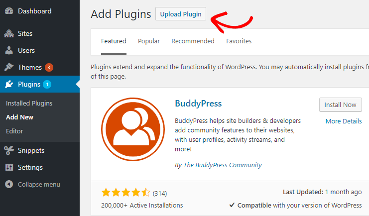 upload site specific plugin on wordpress to paste snippet codes from web