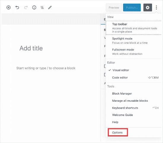 wordpress post editor side panel settings