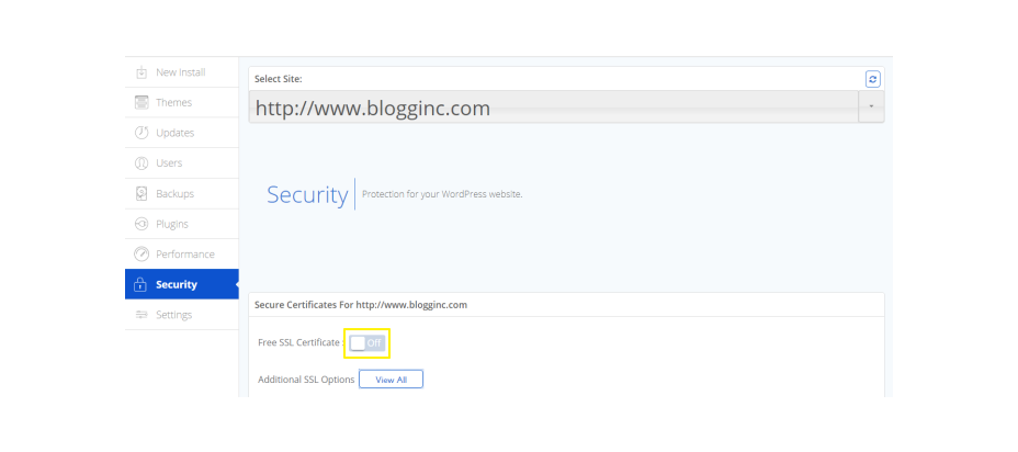 adding a free ssl certificate through wordpress cpanel