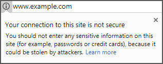 security message for websites not having ssl certificates
