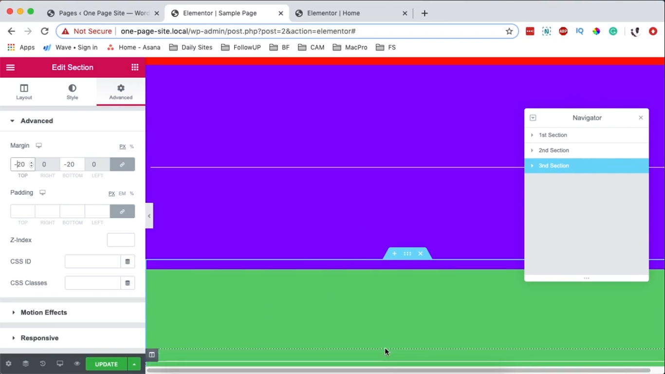 change opacity, size and border of elements