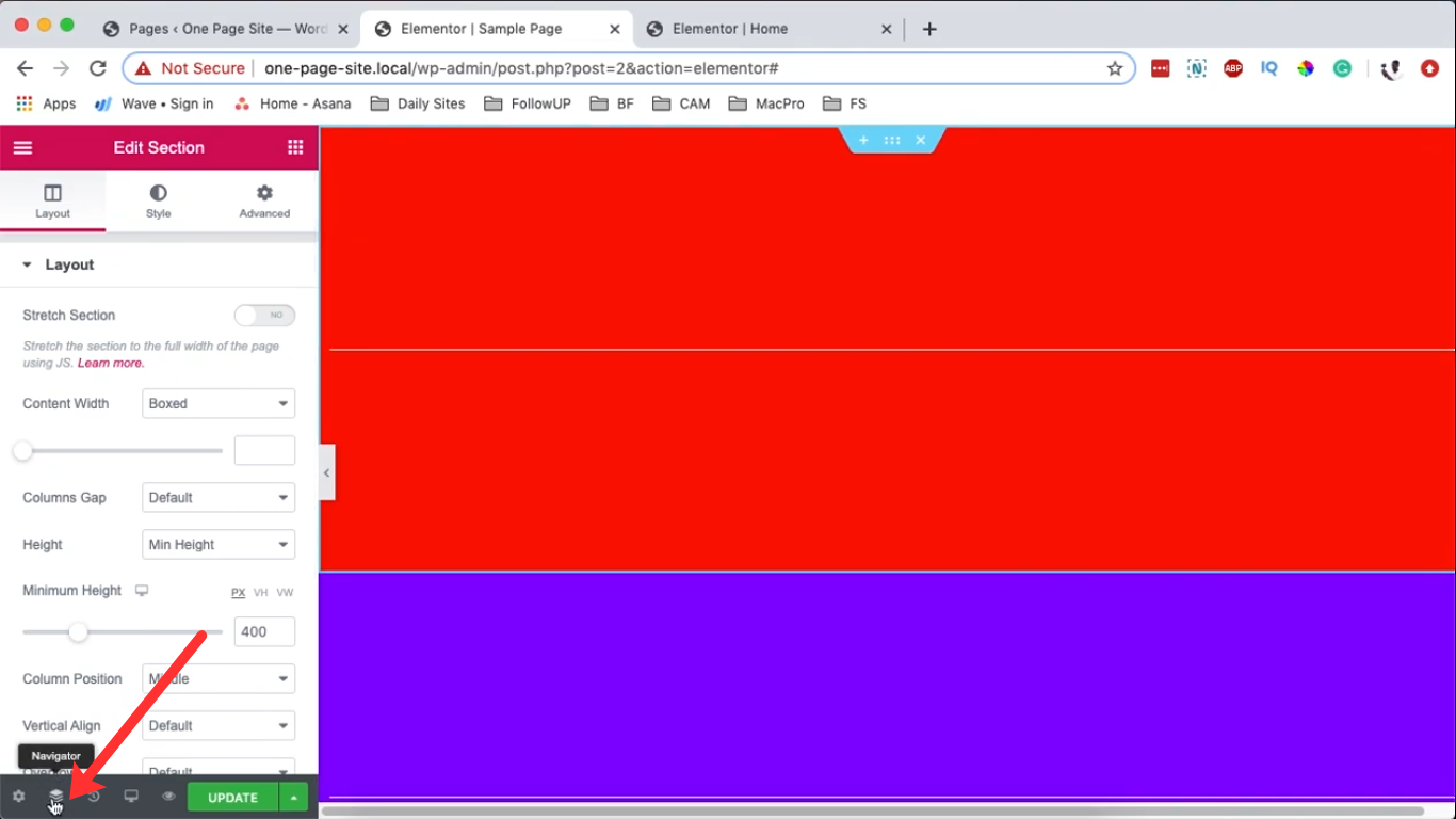 overlapping the elements in elementor webpage builder