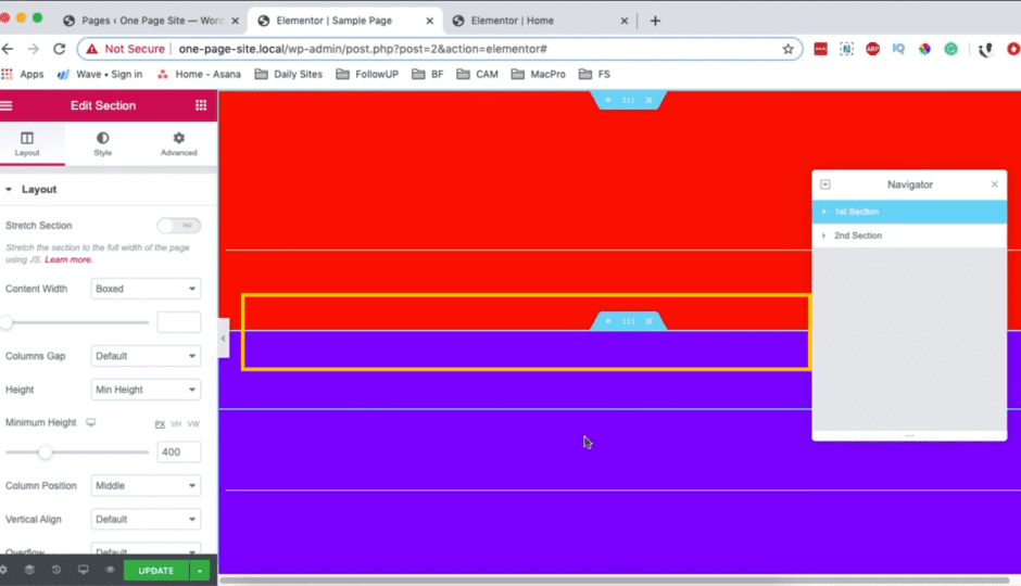 another example of overlapping elements in elementor