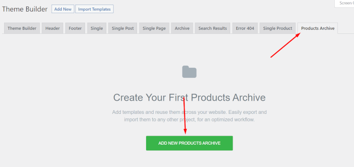 product archive template on wordpress