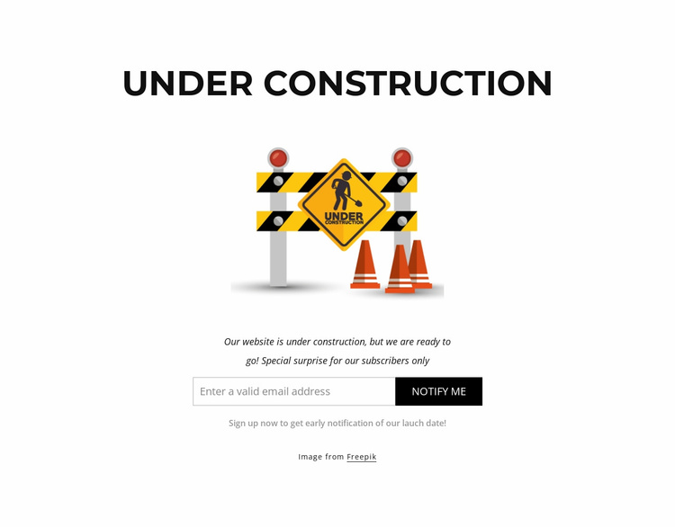 an under construction website with notice