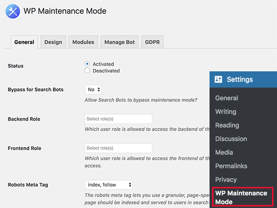 wp maintenance mode plugin to create under-construction website