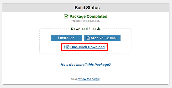 download website package from duplicator plugin