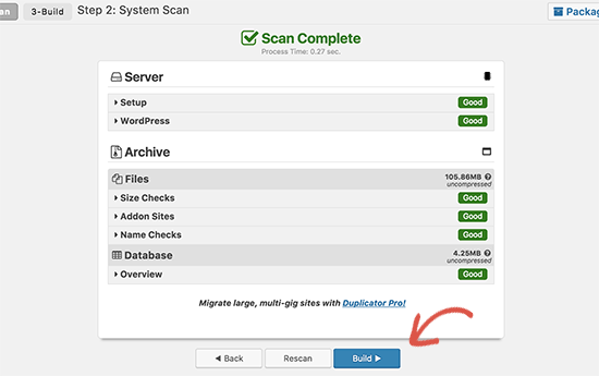 system scan before transfering web hosting for wordpress website