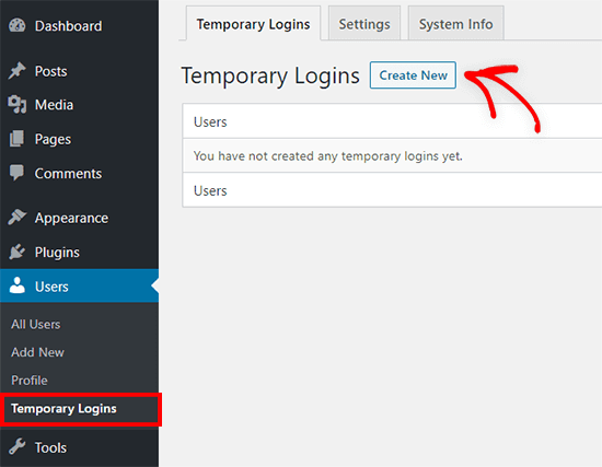 temporary login without password on wordpress