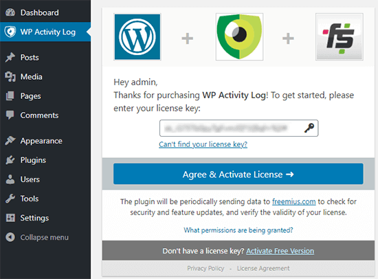 wp activity log plugin