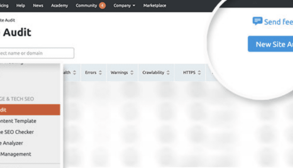 ﻿new site audit in semrush