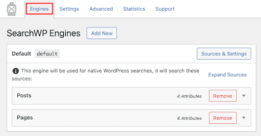 set up new wordpress search engine
