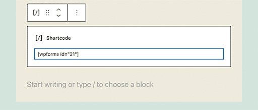 shortcode block
