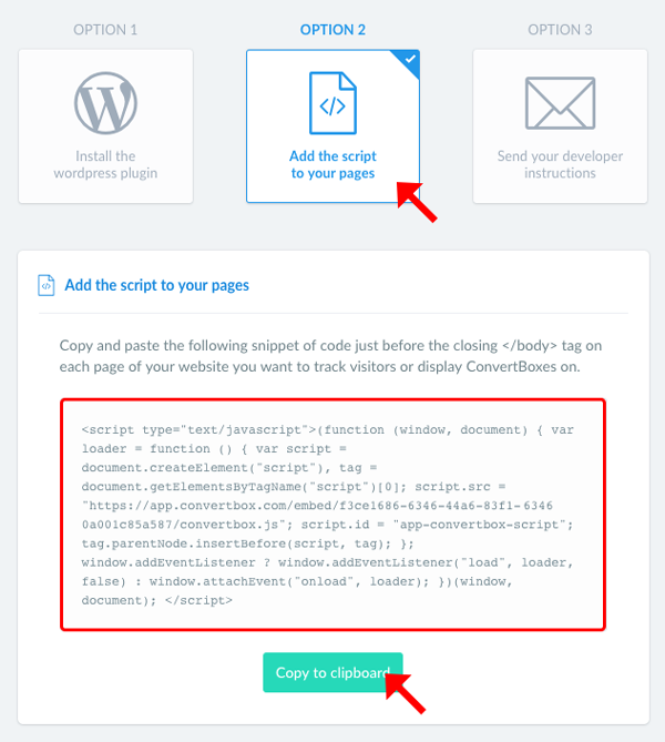 add convertbox script to the pages