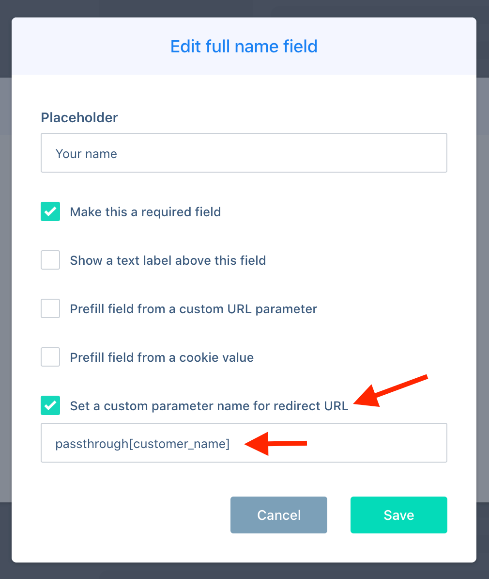 adding parameter to redirected url from convertbox