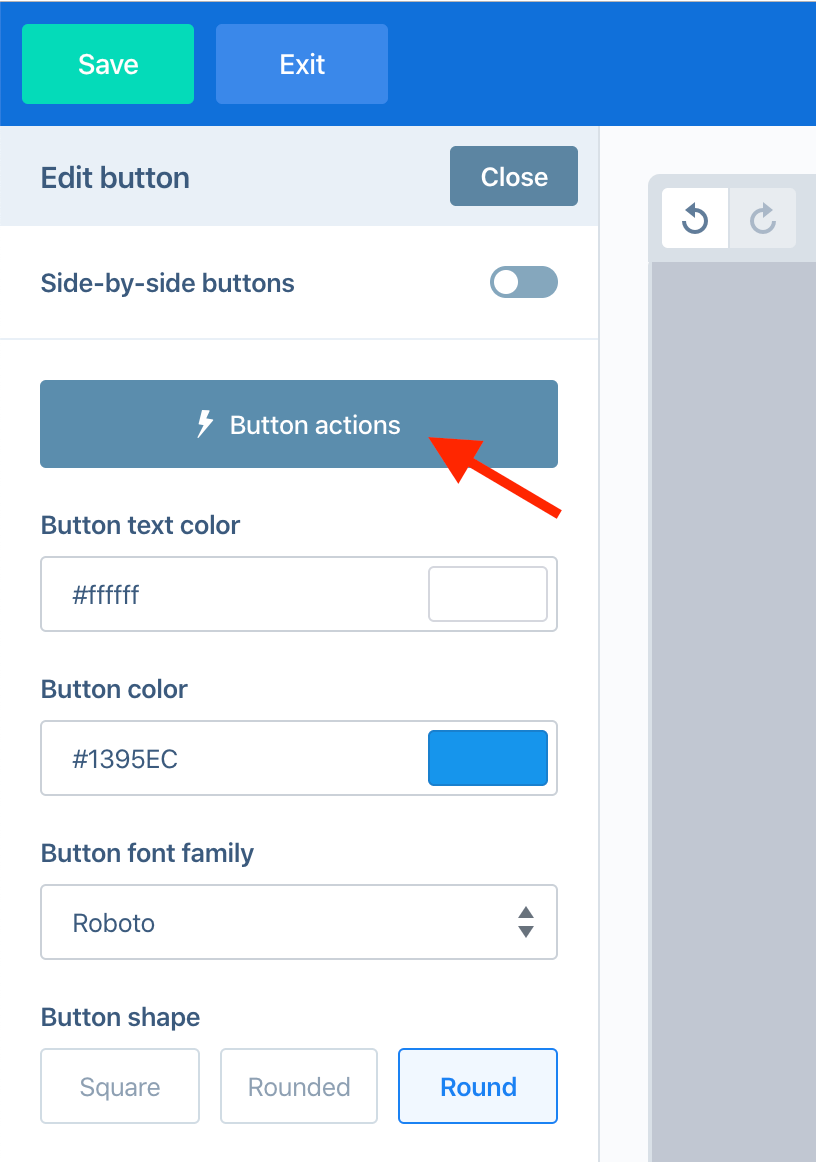 button action in convertbox steps