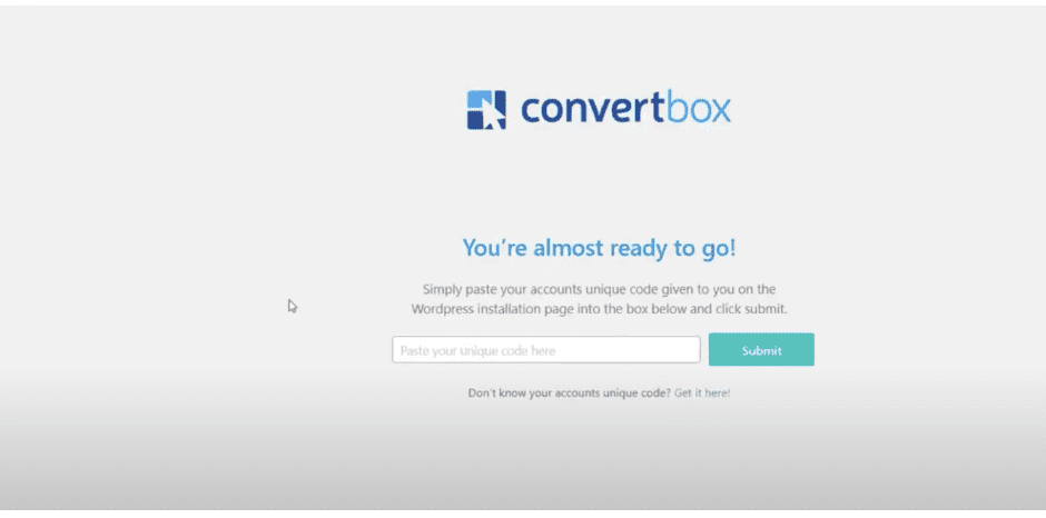 page to enter convertbox unique code