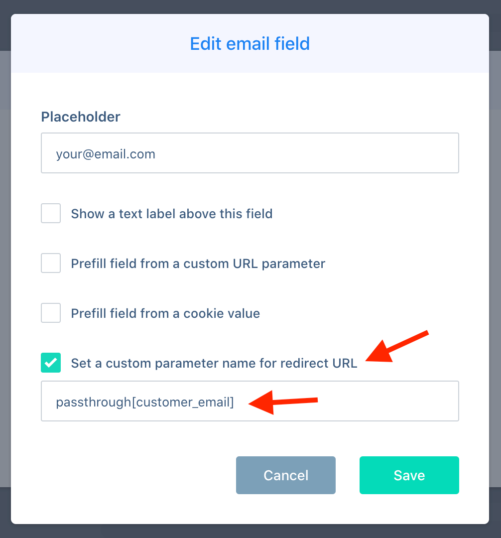 pass email field value from convertbox to thrivecart