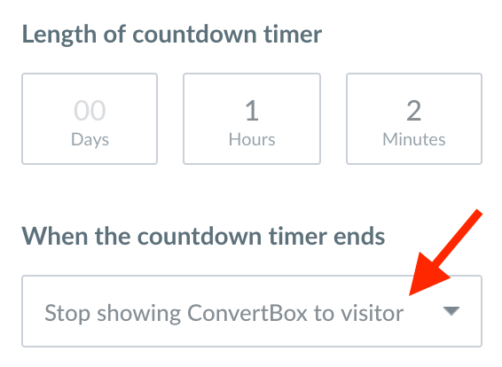 Convertbox countdown timer settings