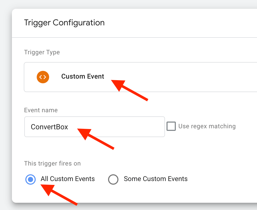 convertbox trigger configuration to pass convertbox events to google analytics